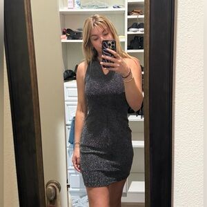 Emerald Sundae Sparkling Black Mini Dress